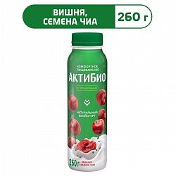 Йогурт АКТИБИО Вишня-Семена Чиа 1,5 % 260 г Питьевой