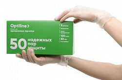 Перчатки Виниловые неопудренные OptiLine S (100 шт/уп)