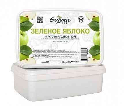 Пюре Яблоко зеленое Organic bar 1000 гр купить с доставкой в Москве и Области