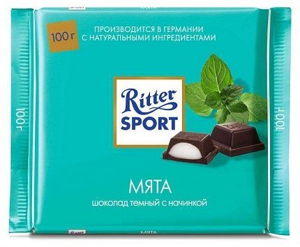Шоколад RITTER SPORT шок.темный с мятной начинкой 100 г купить с доставкой в Москве и Области