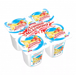 Продукт Йогуртный пастеризованный "СОЧНЫЙ-МОЛОЧНЫЙ" с соком банана и клубники 1,2% 95 г