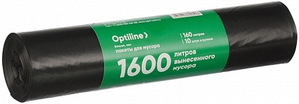 Мусорные Пакеты 160л ПВД OptiLine 90х110см (х10шт), черные  купить с доставкой в Москве и Области