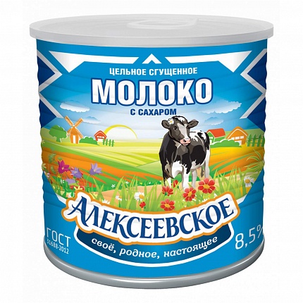 Молоко сгущенное АЛЕКСЕЕВСКОЕ 8,5% ж/б 360 г купить с доставкой в Москве и Области