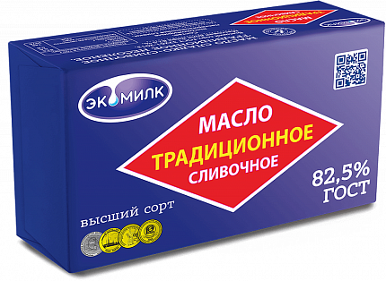 Масло сливочное "Экомилк" 82,5% 380 г (Традиционное)  купить с доставкой в Москве и Области