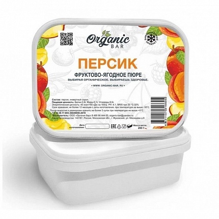 Пюре Персик Organic bar 1 кг купить с доставкой в Москве и Области