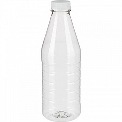 Бутылка пэт 1 л прозрачная широкое горло с крышкой (77 шт/уп)
