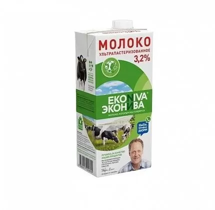 Молоко 3,2 % ЭКОНИВА (с крышкой) 1 л  купить с доставкой в Москве и Области