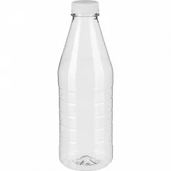 Бутылка пэт 1 л прозрачная широкое горло с крышкой (77 шт/уп)