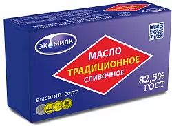 Масло сливочное "Экомилк" 82,5% 380 г (Традиционное) 