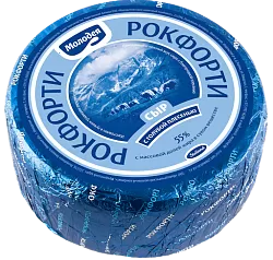 Сыр с голубой плесенью Рокфорти 55% круг~2,5 кг